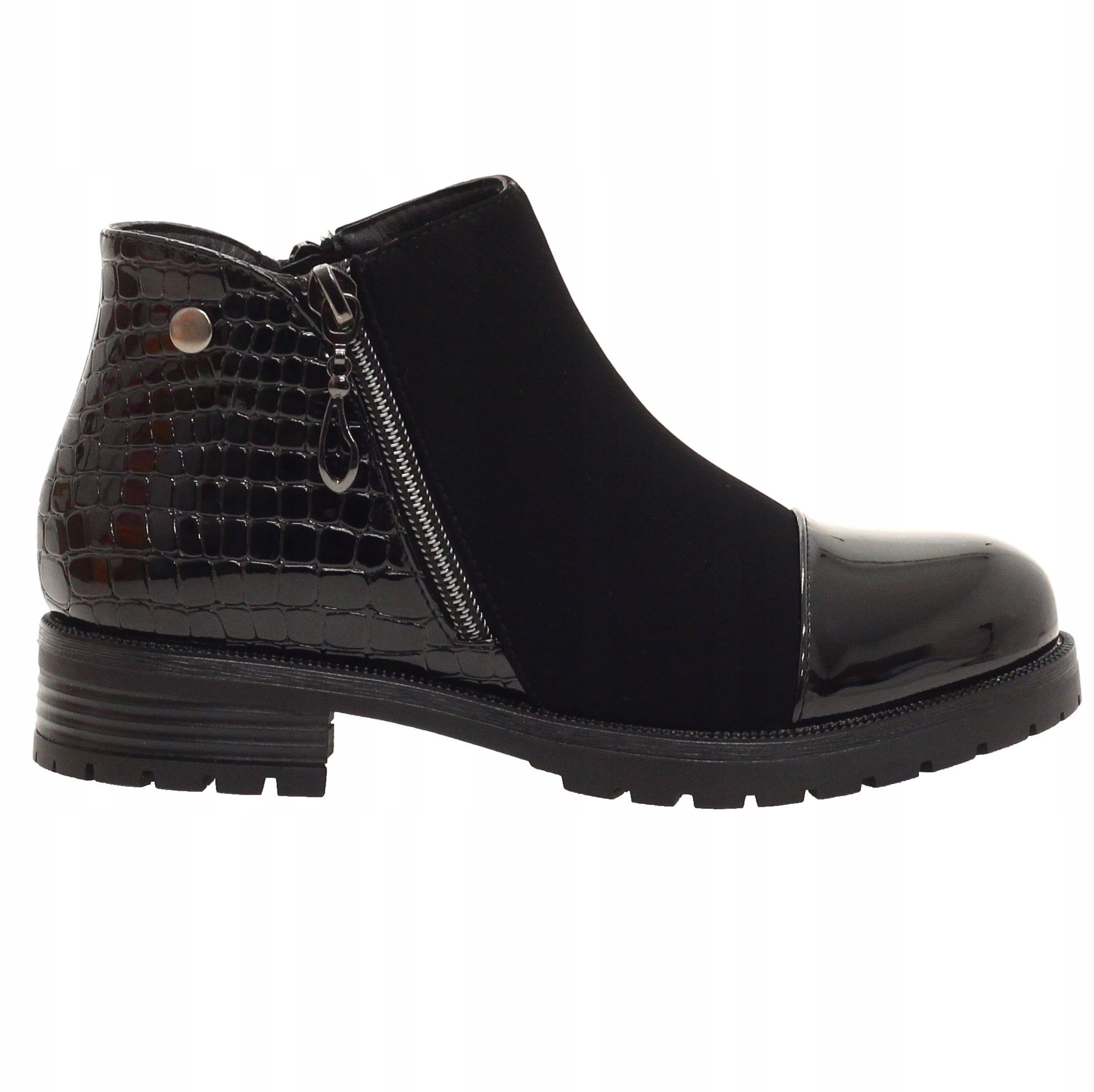 BOTKI DZIECIĘCE CZARNE NA SUWAK TRAPERY Płeć dziewczynki