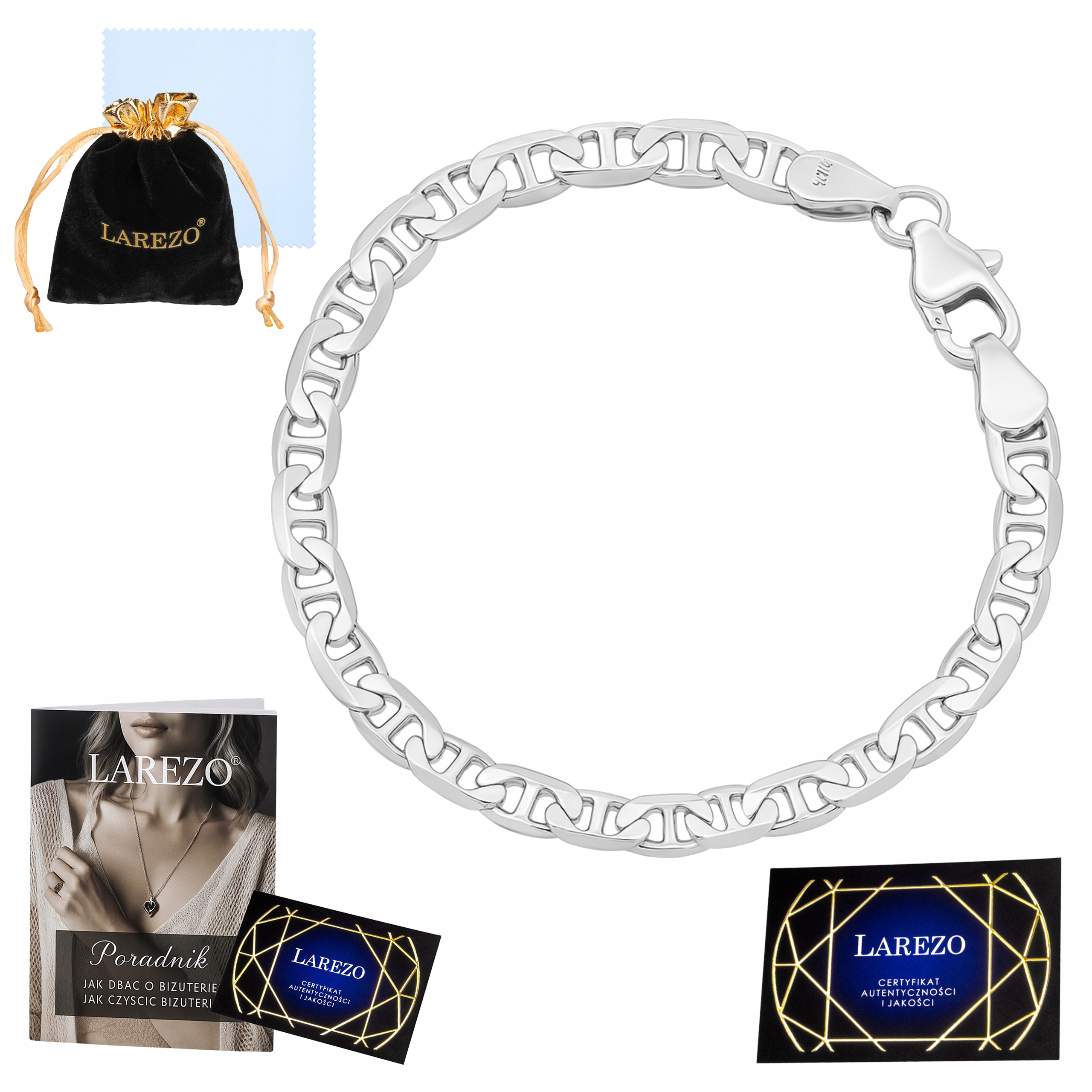 Stříbrný náramek pro muže Gucci Marina Žiletka 21 cm Plná Silná 3,1 mm