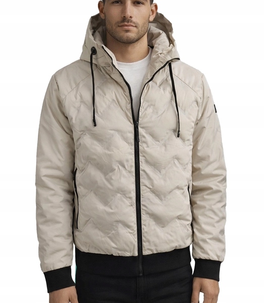 Pánská prošívaná bunda typu casual/sportovní s kapucí 3XL