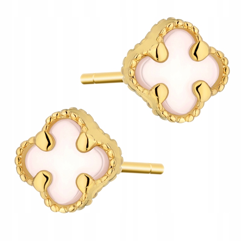 Zlaté Náušnice Dámské Na Tužku pr. 585 14k Bílé Klasické Jetelky