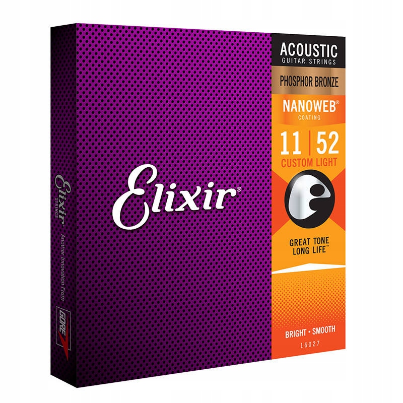 Elixir 16027 Phosphor Bronze Custom Light (11-52) NW - Struny do gitary akustycznej