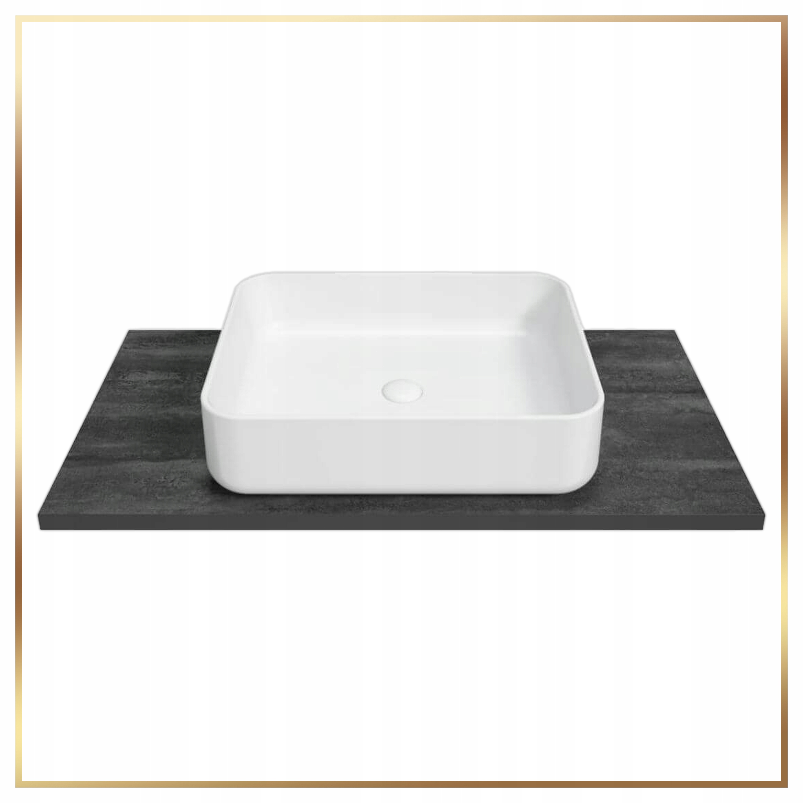 Zestaw Szafka Łazienkowa Stojąca 80 Mea Dąb Złoty Blat Beton Umywalka Biała Wykończenie matowe