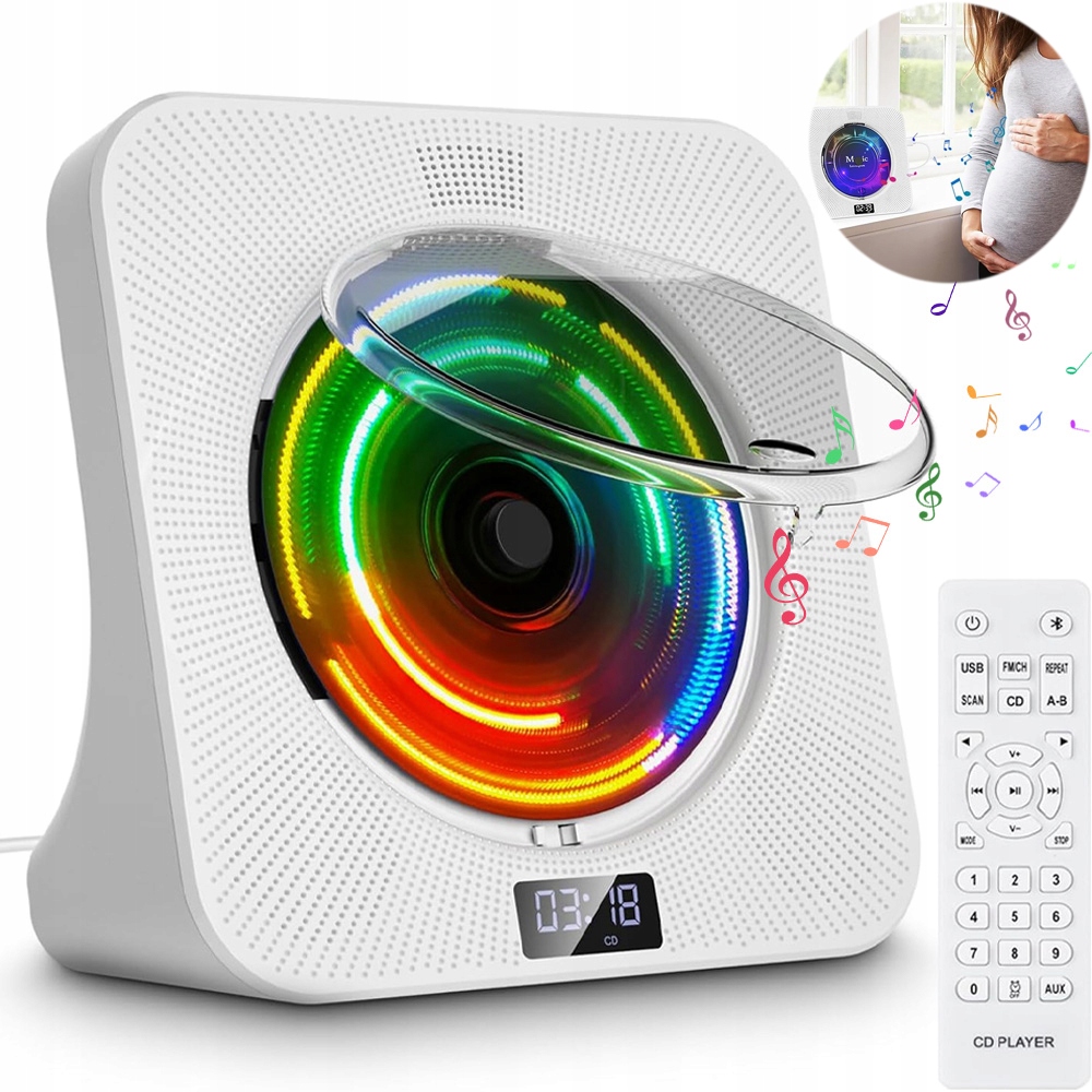 Přenosný Přehrávač CD Reproduktor Bluetooth Rádio S Displejem A Časovačem