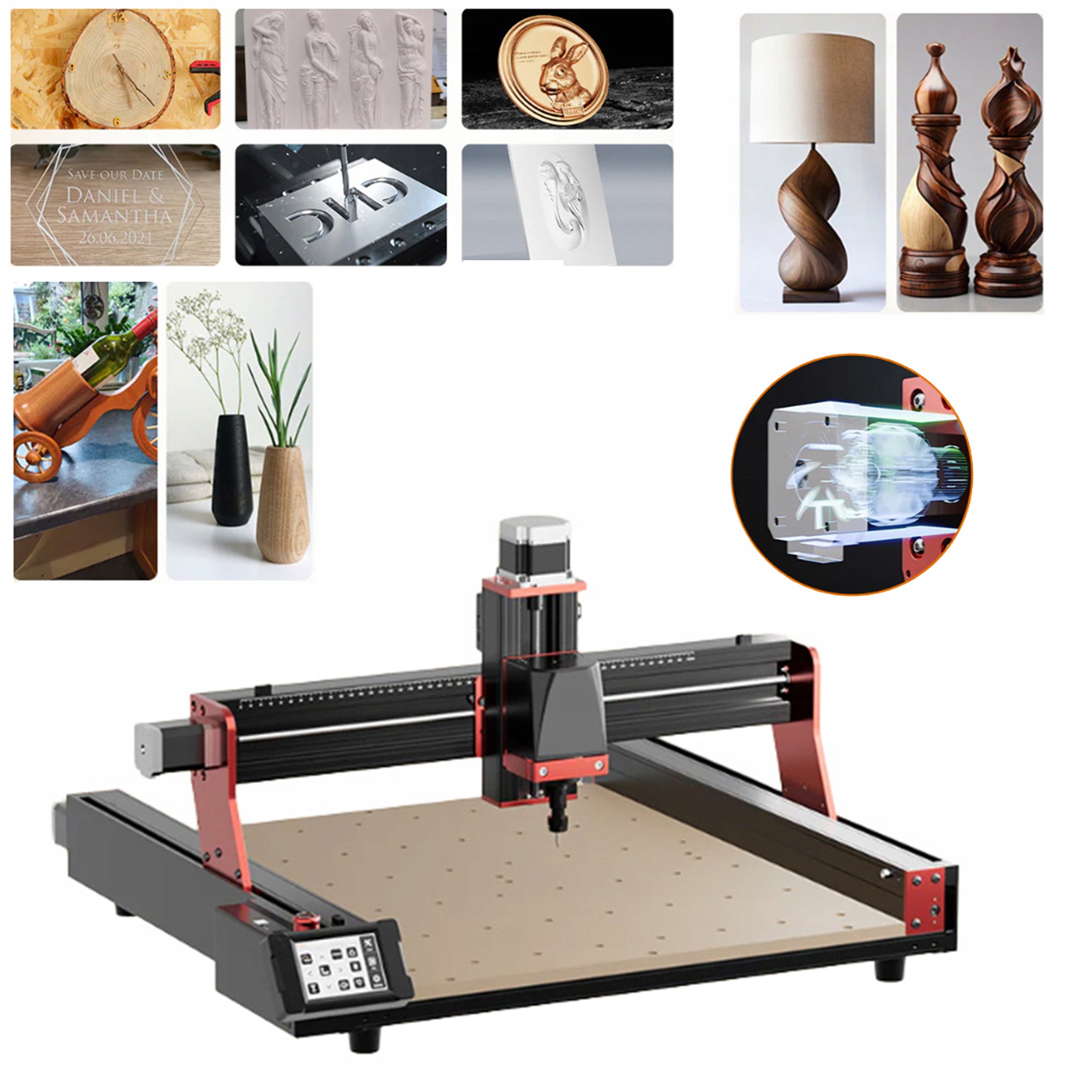 Mini stolní Cnc frézka kompaktní na dřevo, plast, hliník, 460 x 460 mm