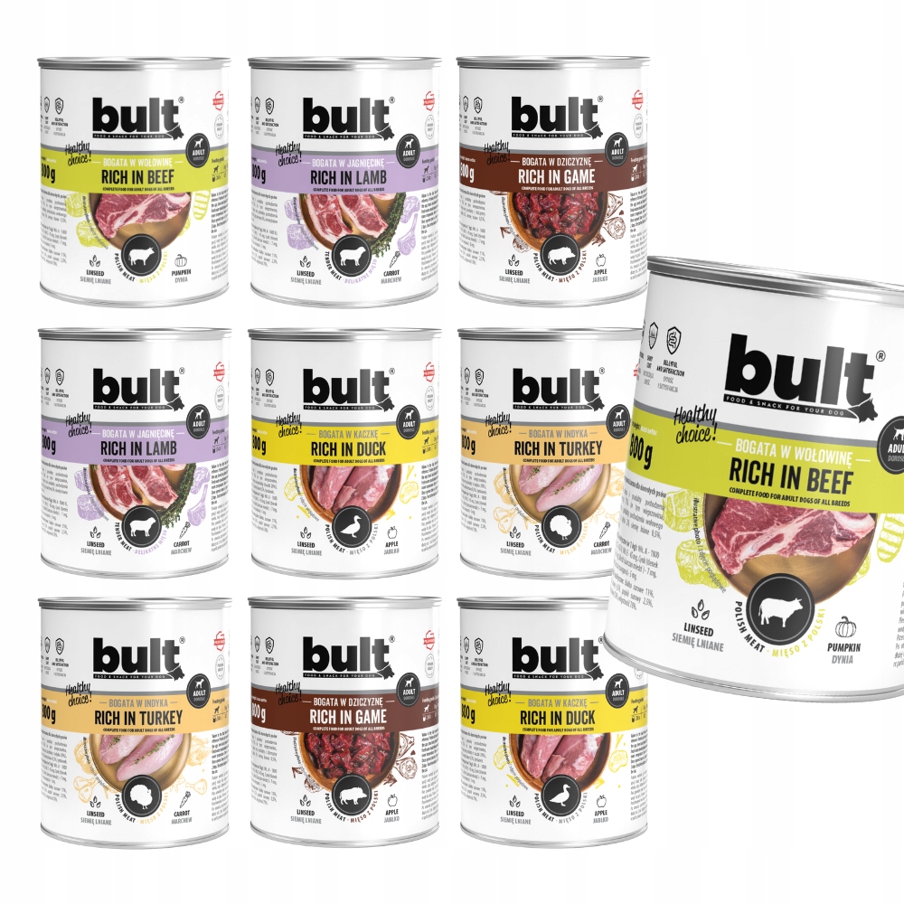 Levně Krmivo Pro Psa Vlhké Krmivo MIX Chutí 10x800G Plechovka Bult Bez Ryb