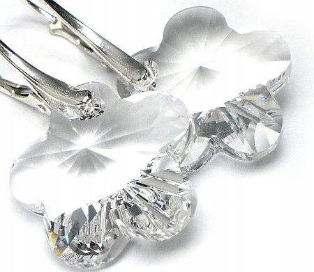 Krystalické Náušnice Flower C Certifikát Stříbro