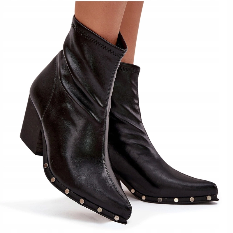 Dámské Kovbojské Boty Kotníkové Boty z eko kůže s podpatkem, zipem a Šatonové Růže černé 38