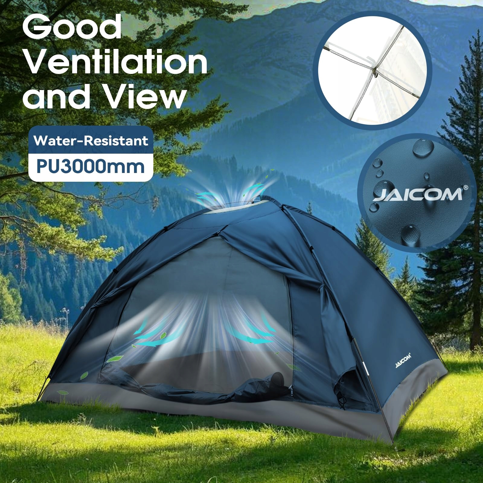 JAICOM Namiot Jednoosobowy Lekki Stabilny Wodoodporny Na Camping Trekking — miniatura 4