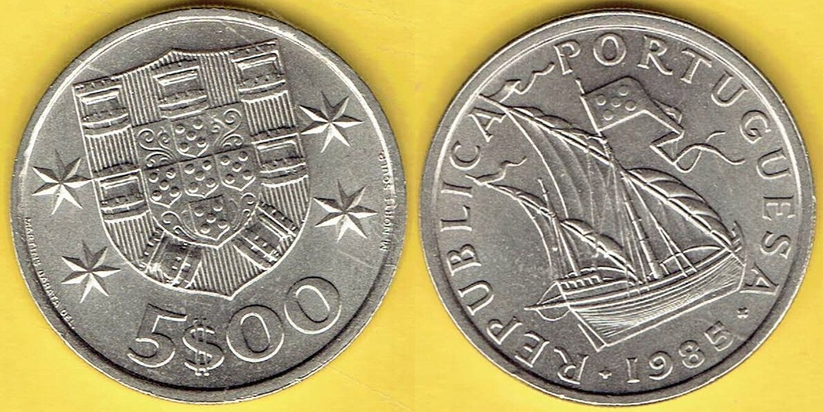 PORTUGALIA 5 ESCUDOS 1985 r.