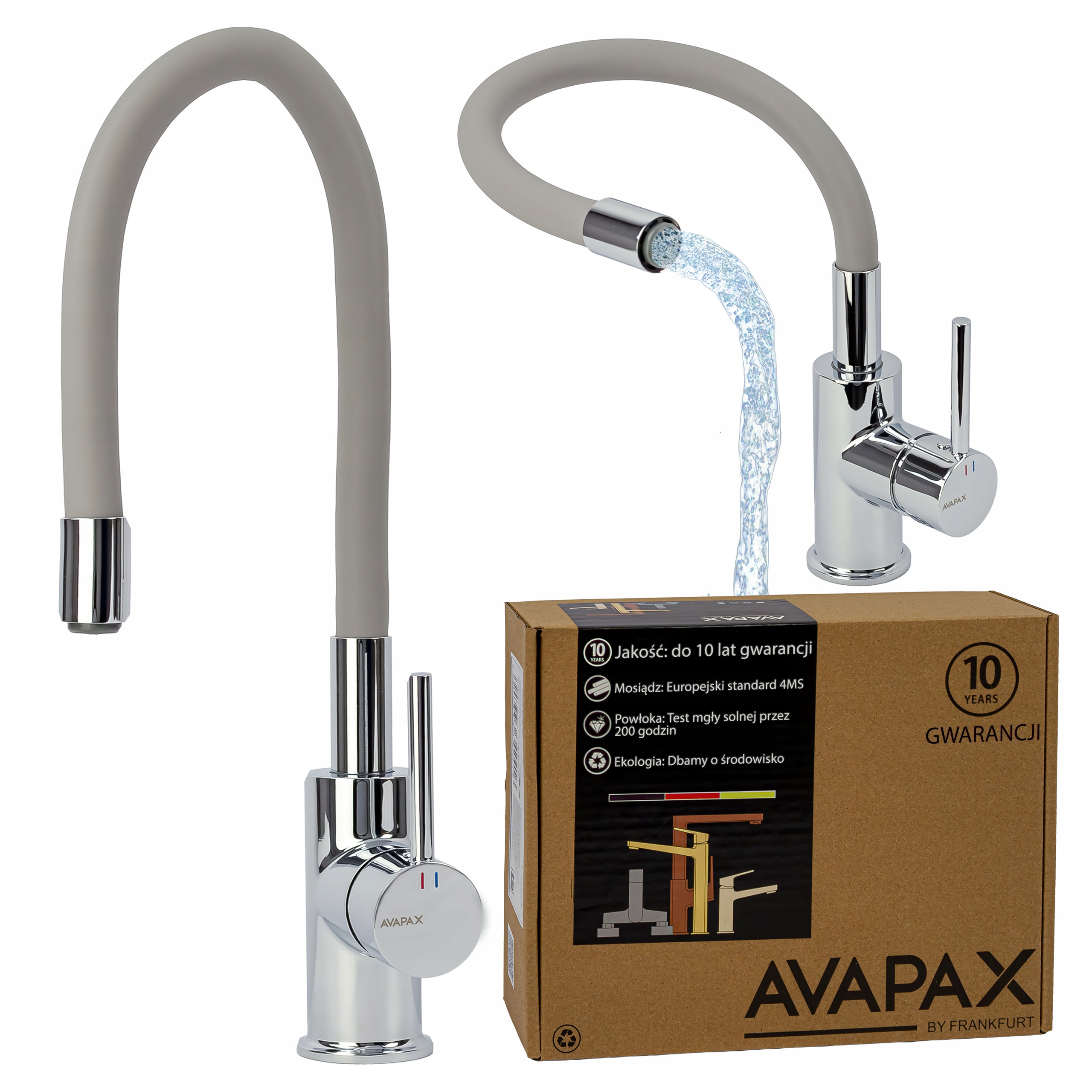 Kuchyňská dřezová baterie s flexibilním ohebným výtokem Kohoutek, barva šedá