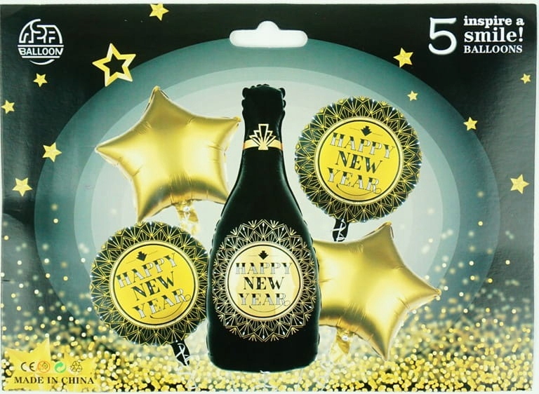 

Balony 5 Szt Kpl Happy New Year Sylwester Nowy Rok