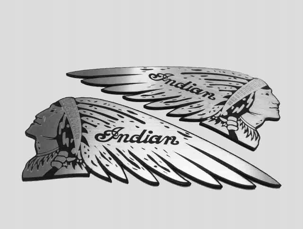 

Indian naklejka emblemat 170 x 70 mm 2szt Srebrna