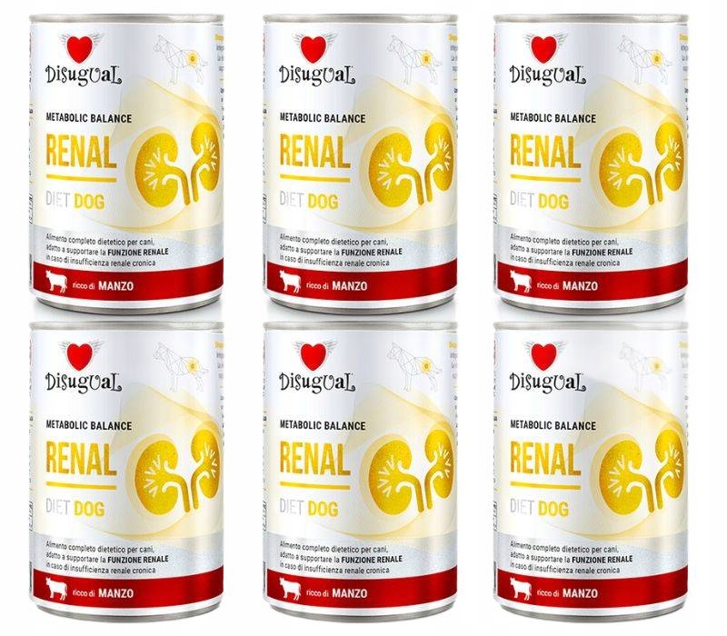 Levně Disugual pro psa Krmivo Vlhké Veterinární Renal Ledviny Hovězí maso 6x400g