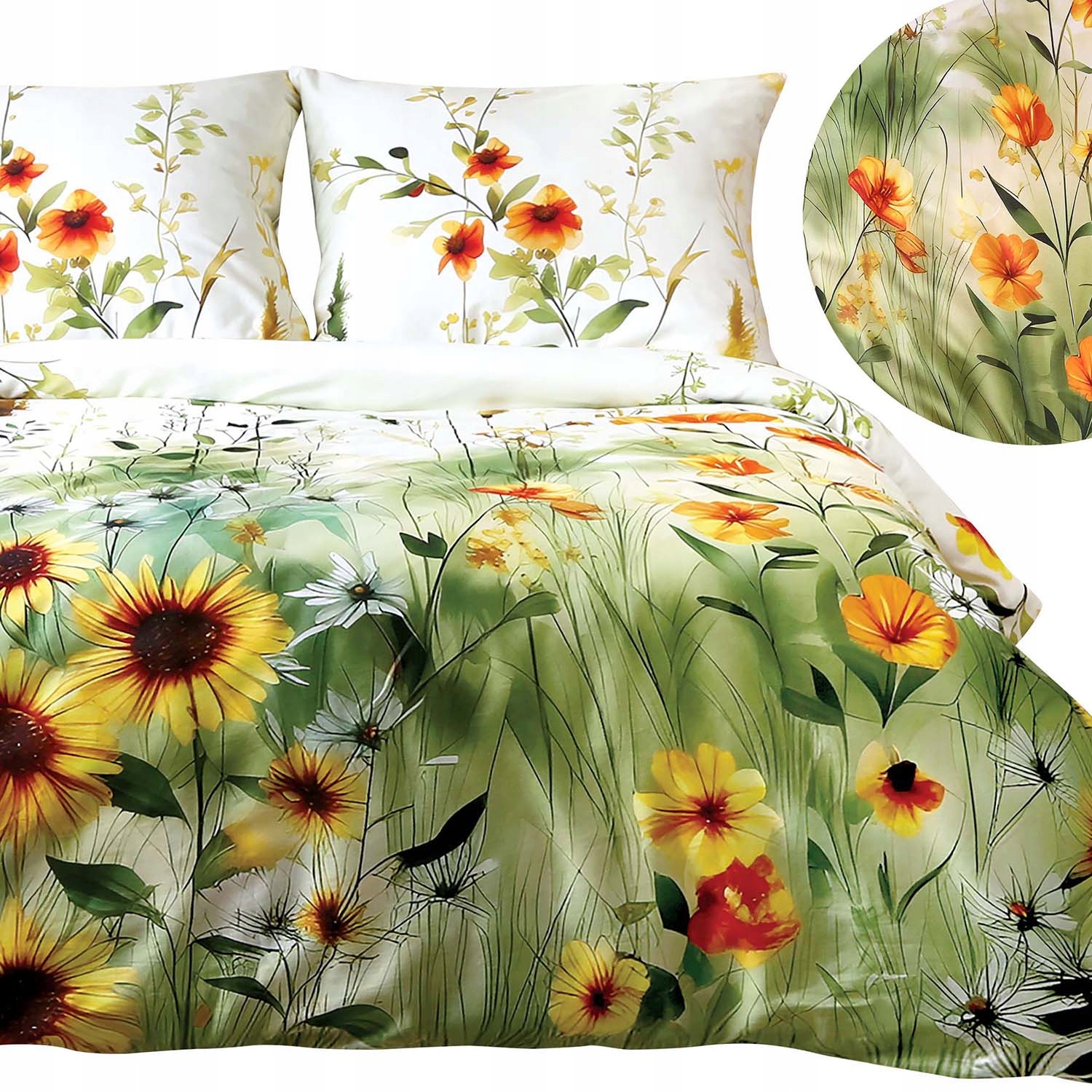 Pościel satynowa satyna bawełniana Satynlove Premium 180x200 Słoneczniki