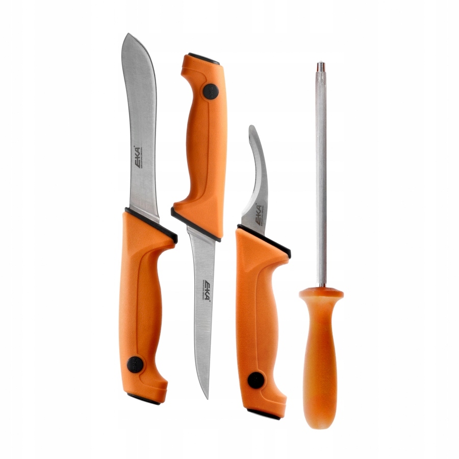 Sada švédskych mäsiarskych nožov Eka Butcher Set 57-59 Hrc brusný kameň