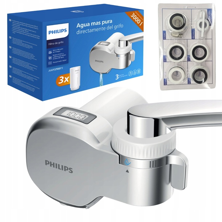 Filtr do wody na kran Philips Micro z licznikiem z zestawem 3 filtrów