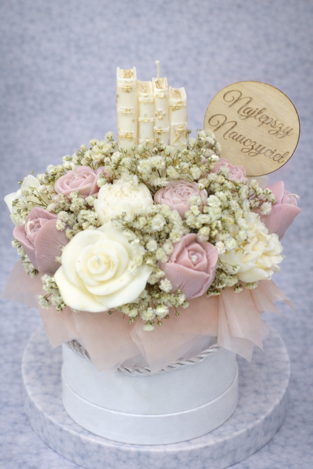 Flower box – věčná kytice sójových svíček Dárek Ke Dni Učitelů