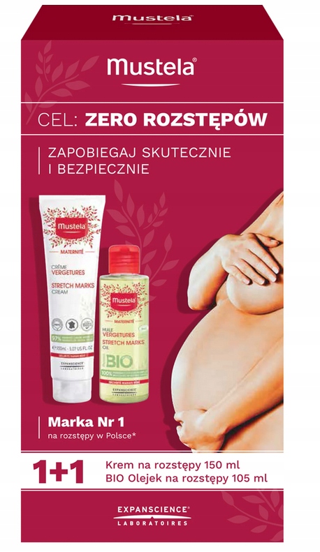 Mustela Maternite Zestaw Krem na rozstępy 150ml Bio Olejek na rozstępy