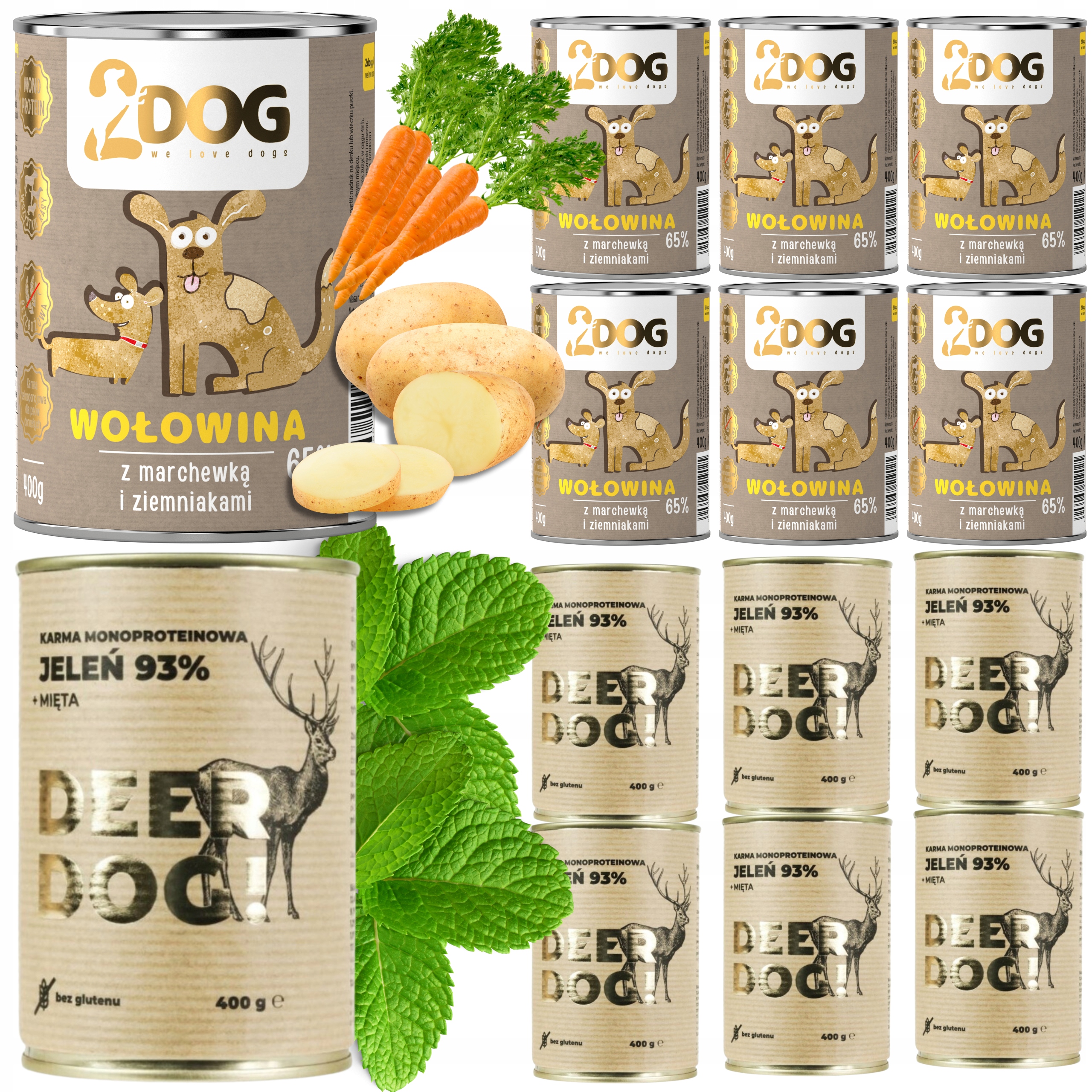 Levně Vlhké krmivo pro psy Deer Dog Jelen Hovězí Maso 2DOG Hypoalergenní Premium