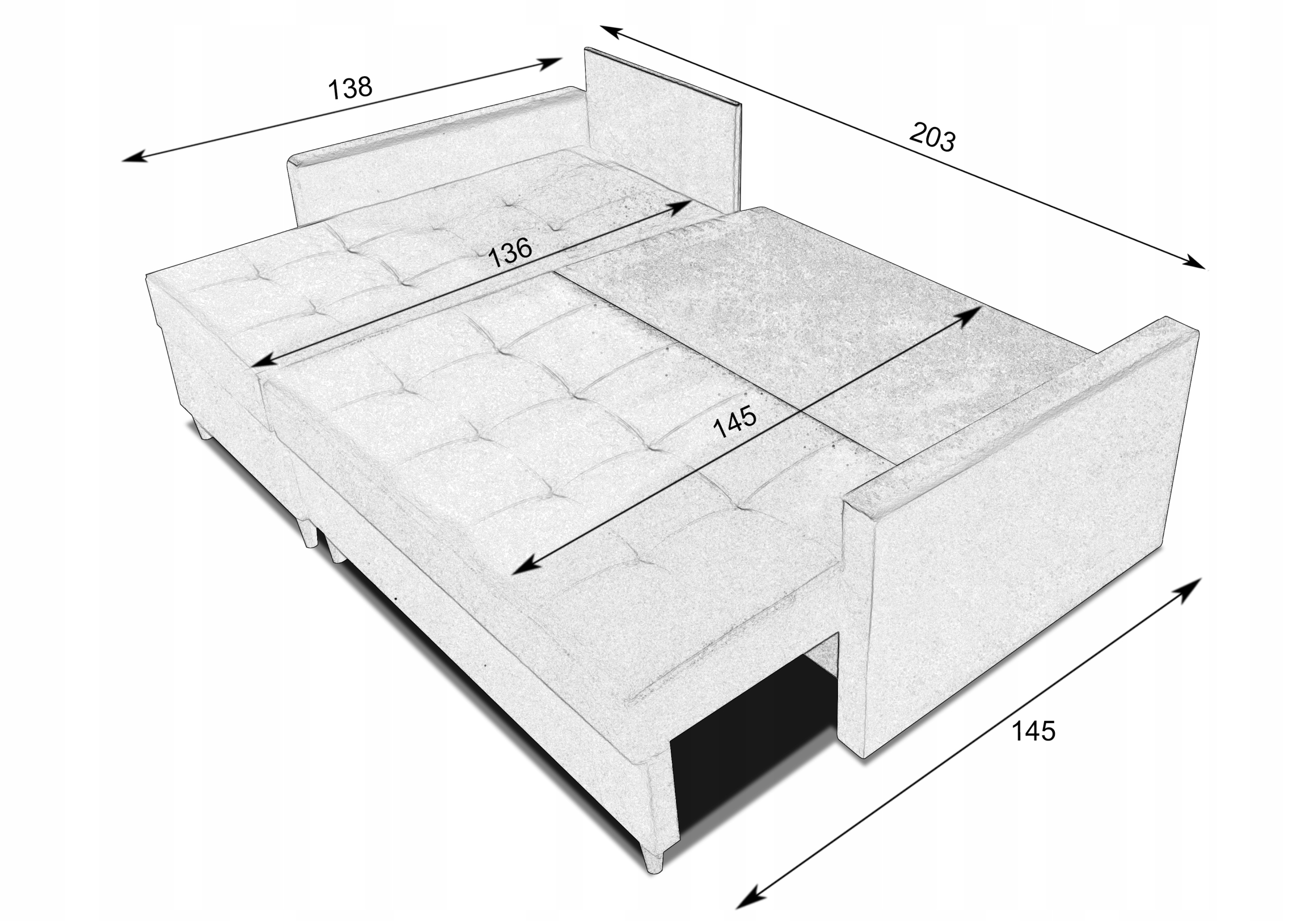 NAROŻNIK ROZKŁADANY + 2x pojemnik sprężyny bonell Wysokość mebla 96 cm