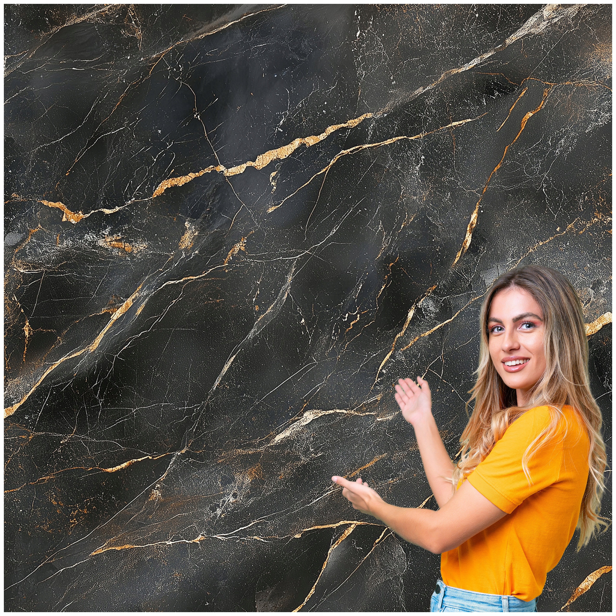 Fototapeta 3D Pozadí Textura Mramor Černá Zlatá 588x260 TLA44W