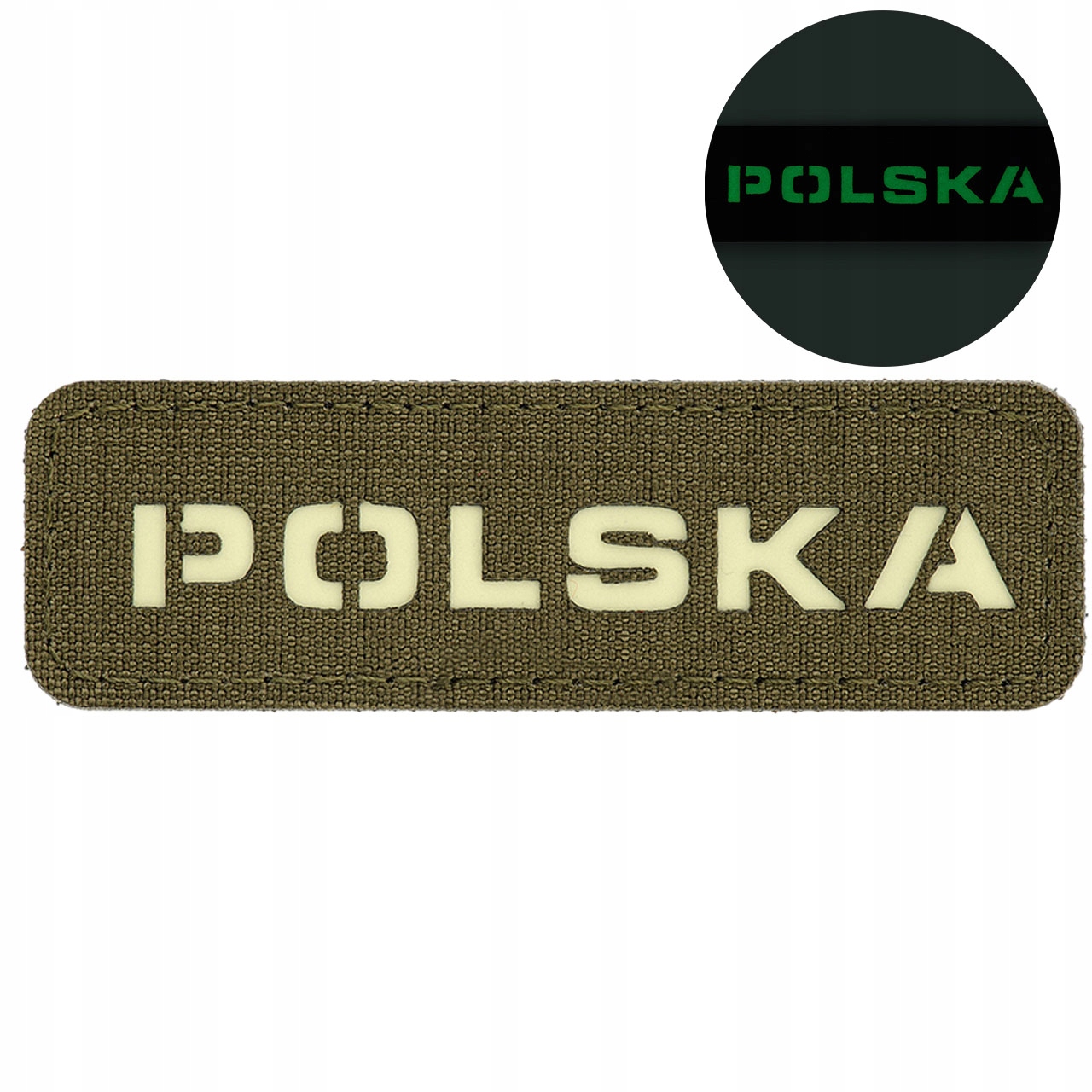 Naszywka emblemat Polska laser cut rzep M-Tac 25x80 świecąca ranger green