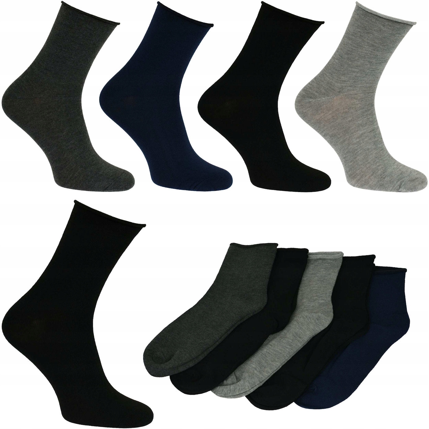 

5 Par Skarpety Męskie Długie Klasyczne Bezuciskowe