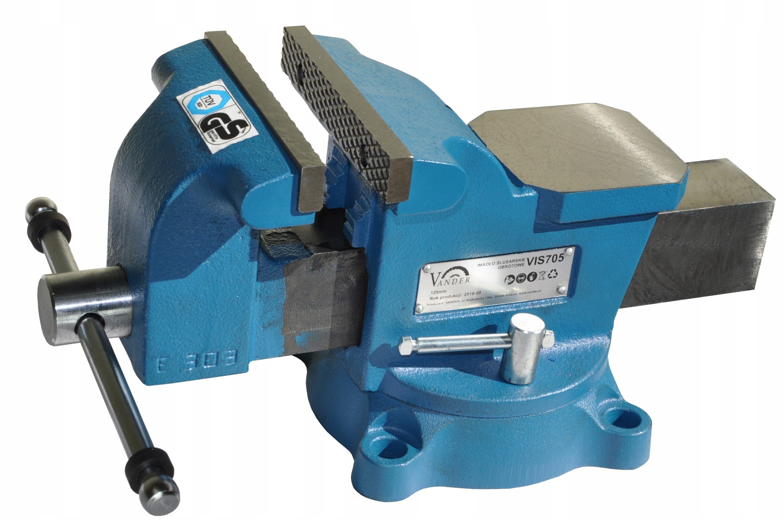 Imadło Ślusarskie Obrotowe 125mm Vander VIS705 – Solidne Żeliwo