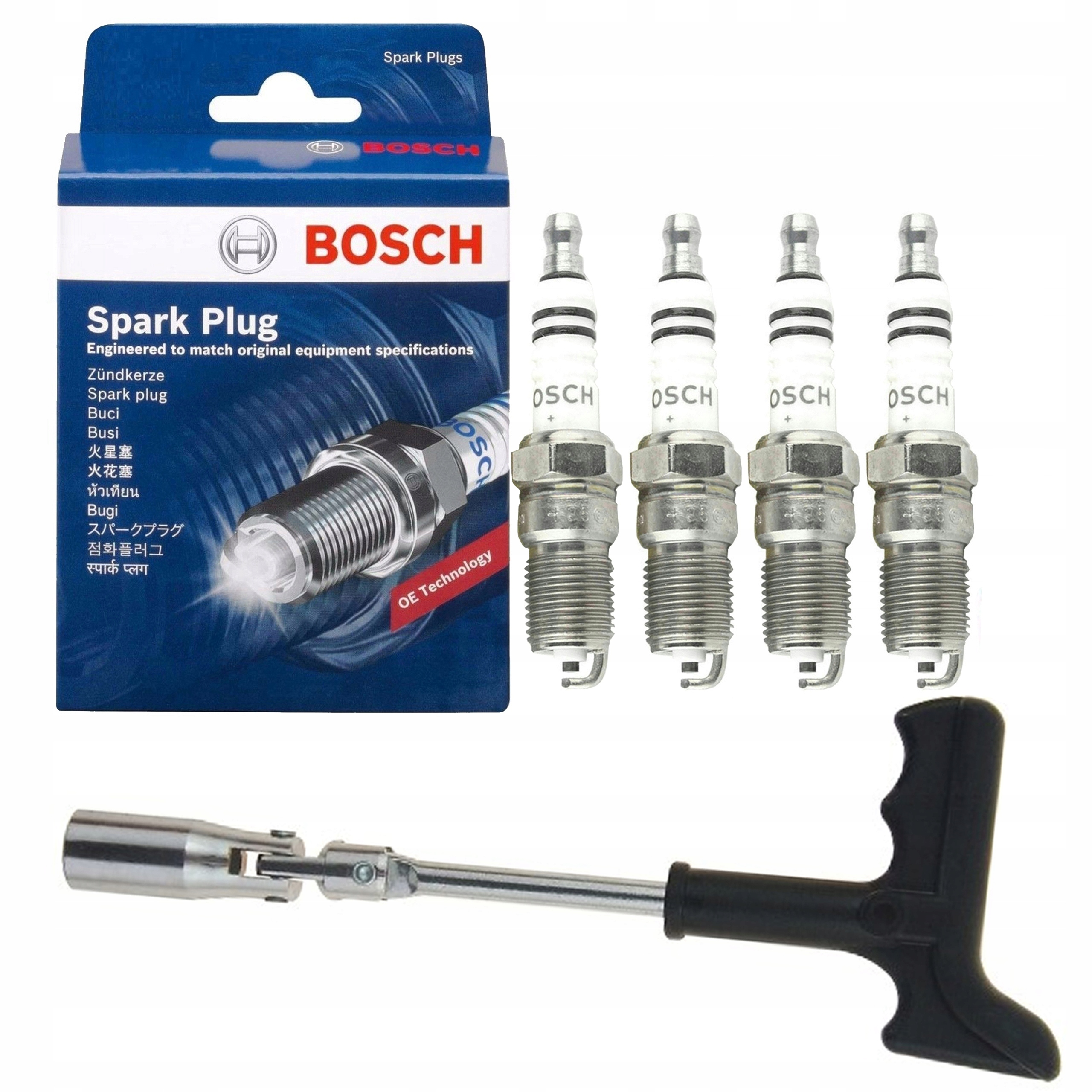 

4xŚWIECA Zapłonowa Bosch Plus +8 FR7DC+KLUCZ