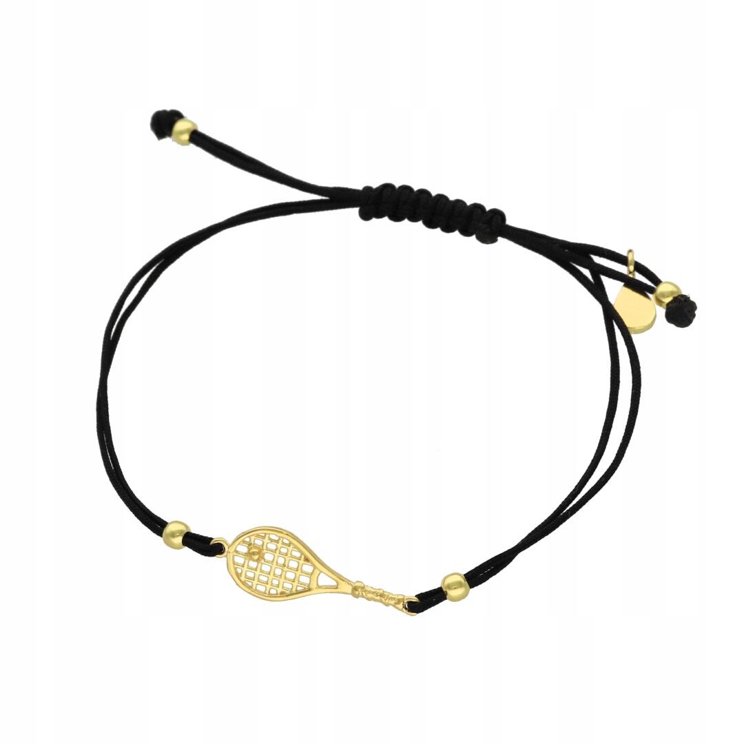 Provázkový náramek tenisová raketa pozlacený