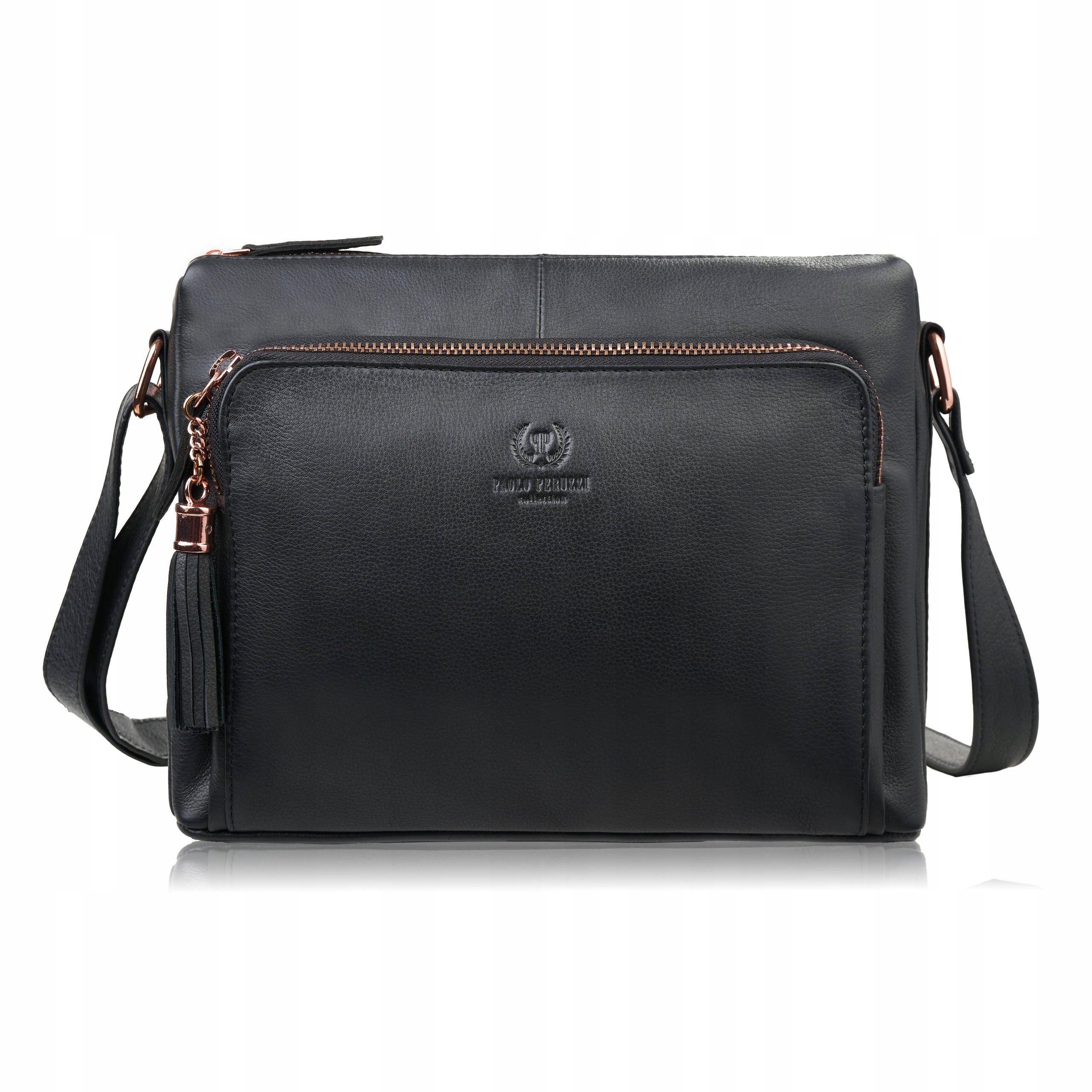 Dámská kožená kabelka přes rameno černá klasická městská Paolo Peruzzi