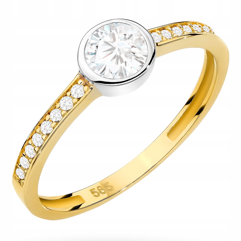 Zlatý Prstýnek pr. 585 s zirkony Halo Ring 14k vel.17
