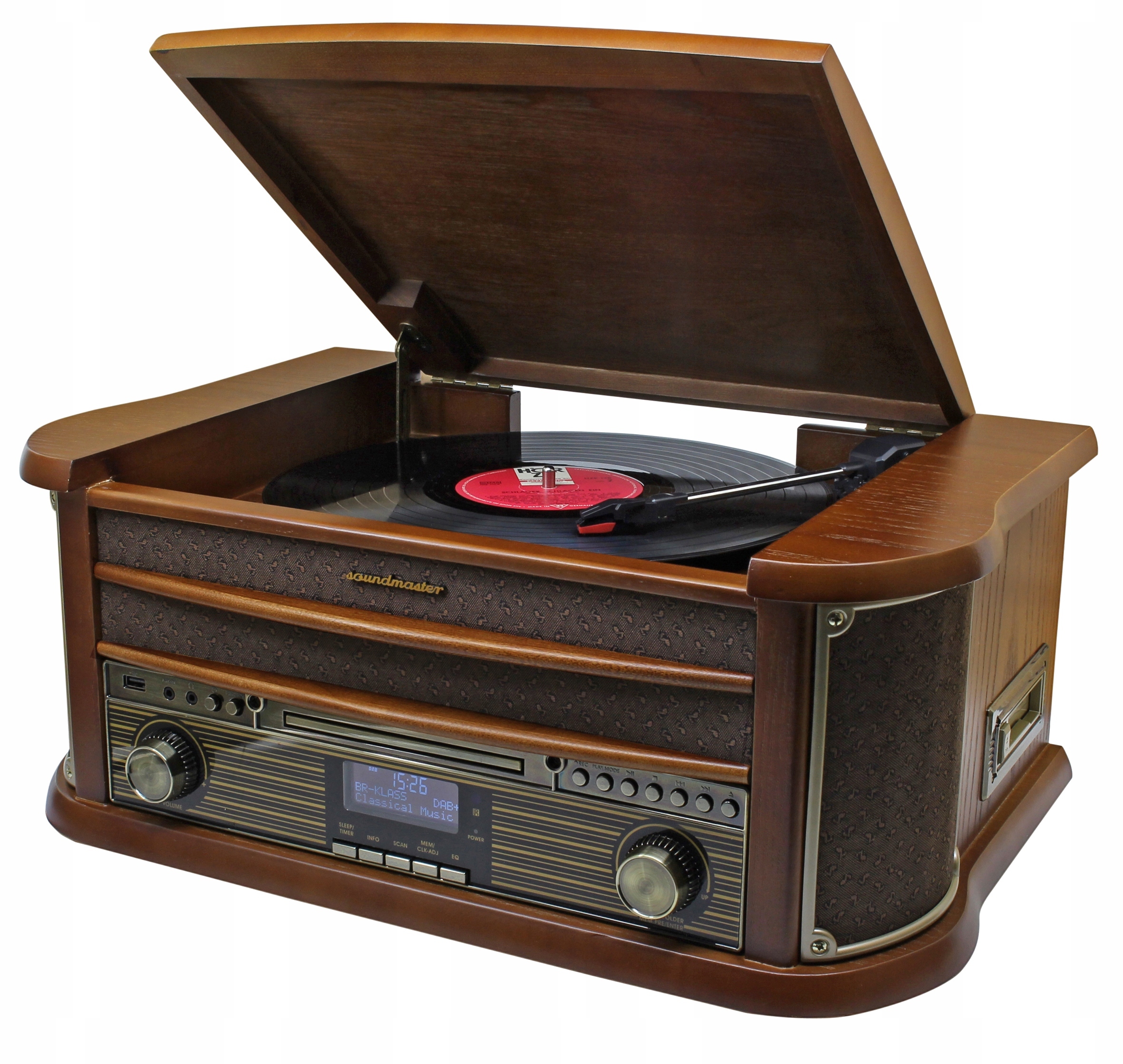 Gramofon Retro Soundmaster NR545DAB kaseta CD MP3 Usb Fm Dab+ Bluetooth Aux