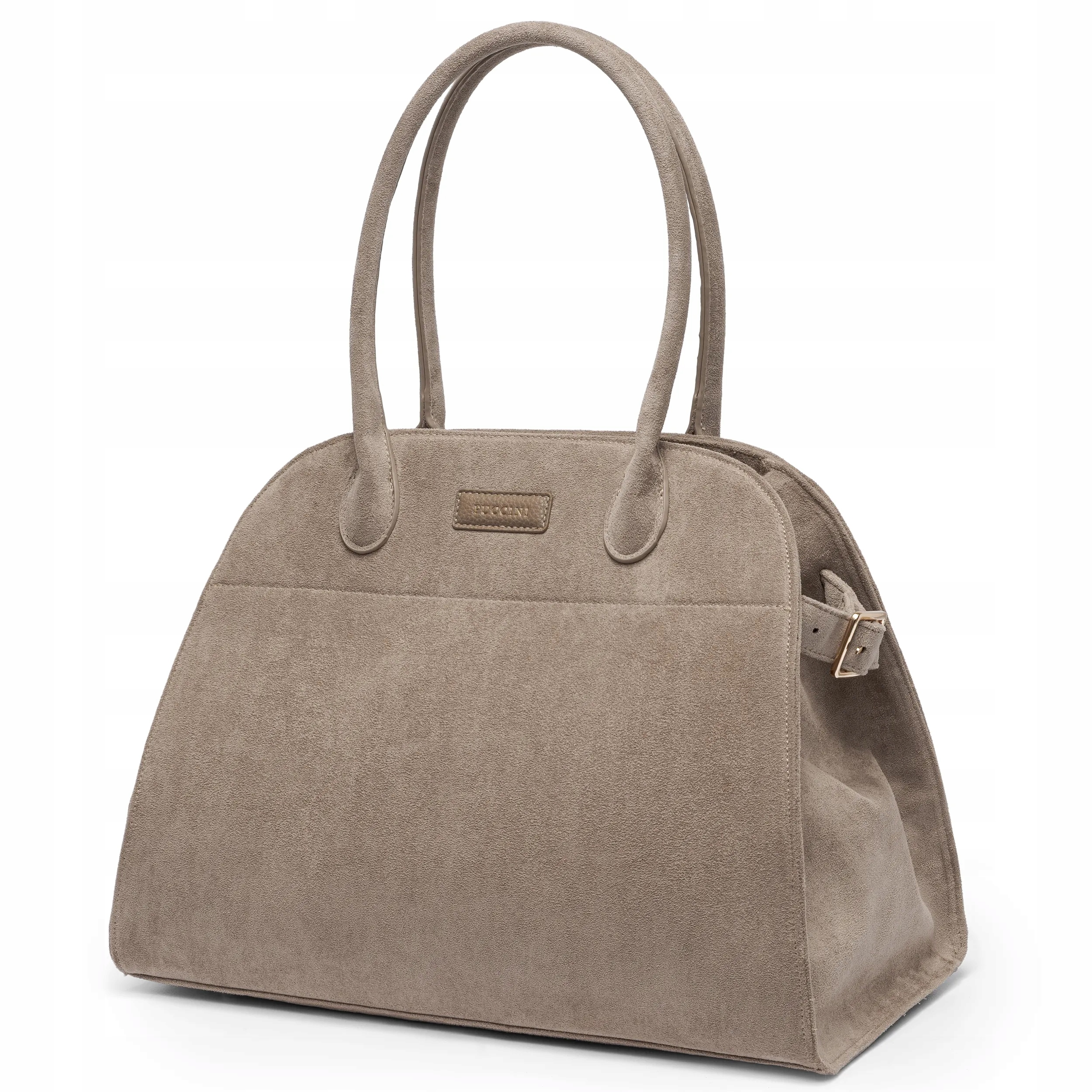 Puccini Torebka Damska Duża Na Ramię Zamsz Ekologiczny Beżowa BK2251033D-2A