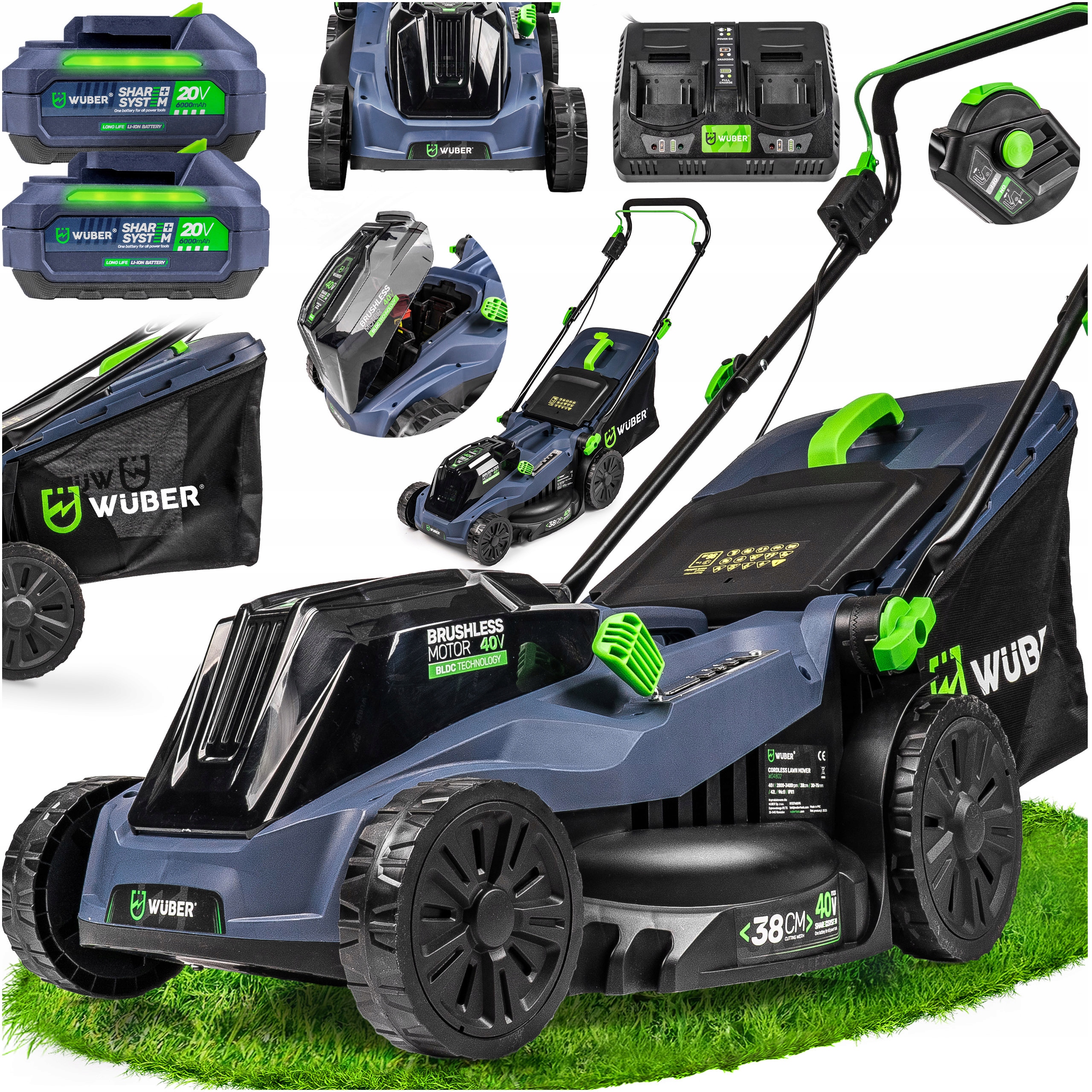 Kosiarka Akumulatorowa Bezszczotkowa Do Trawy 2X Aku 12AH Solidna Wuber