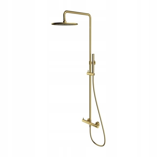 Nástenný Sprchový Stĺp S Batériou, Mosadz Brúsená, Mosadz