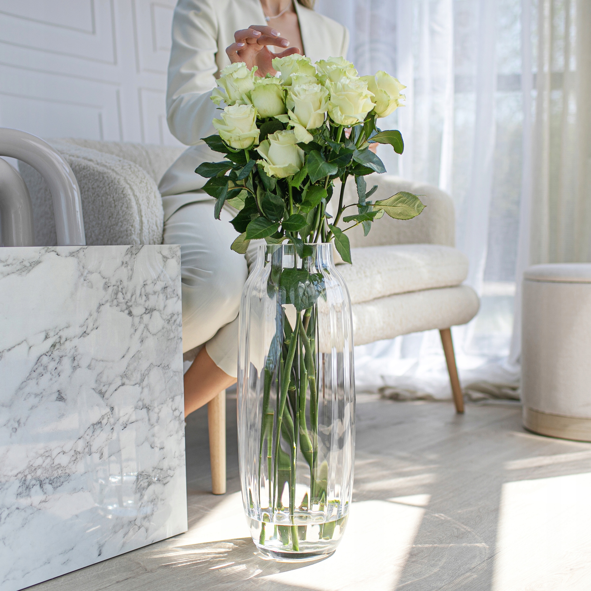 Wazon SZKLANY Flakon Na Kwiaty WYSOKI 50 cm Ręcznie Robiony HAND MADE EAN (GTIN) 5901105006612