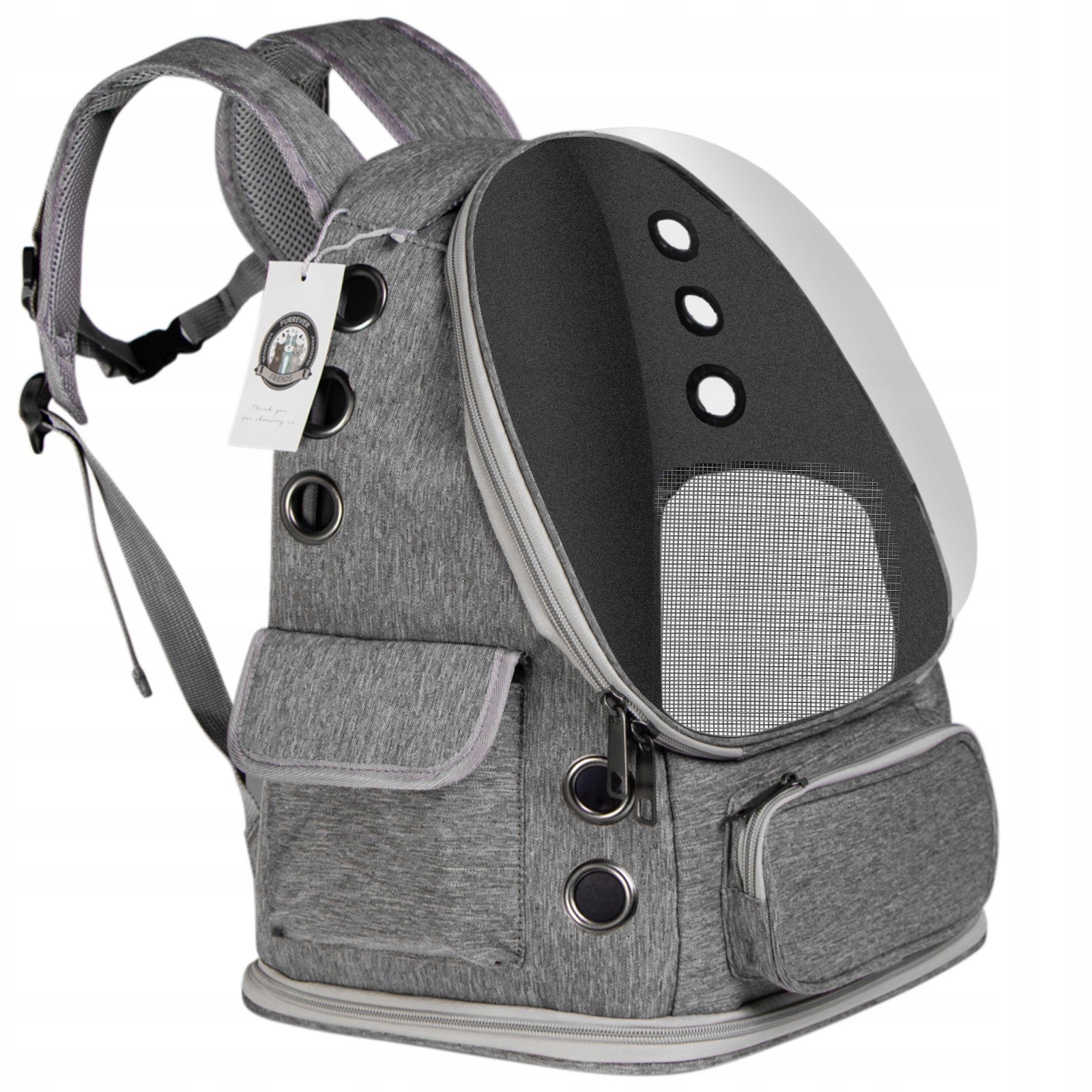 Levně Batoh Přepravka Pro Kočky Psa Výlety Přeprava Do 6 Kg Šedá Ventilace