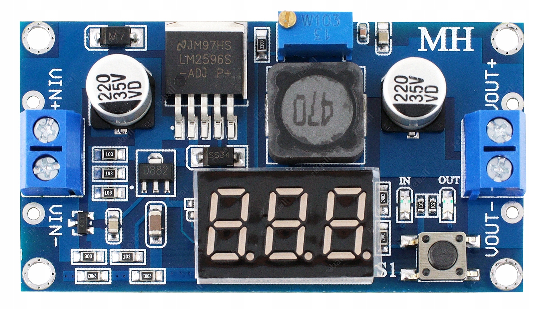 REGULOWANY STABILIZATOR NAPIĘCIA PRZETWORNICA MODUŁ ZASILAJĄCY LM2596S LED Producent Reball