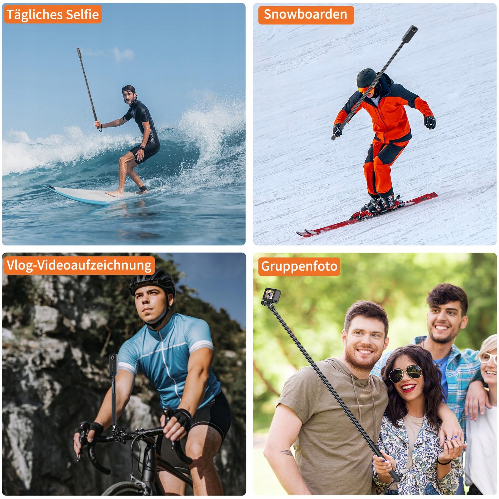 VRIG Selfie Stick 131cm Do INSTA360 GoPro i Smartfonów Czarny — miniatura 6
