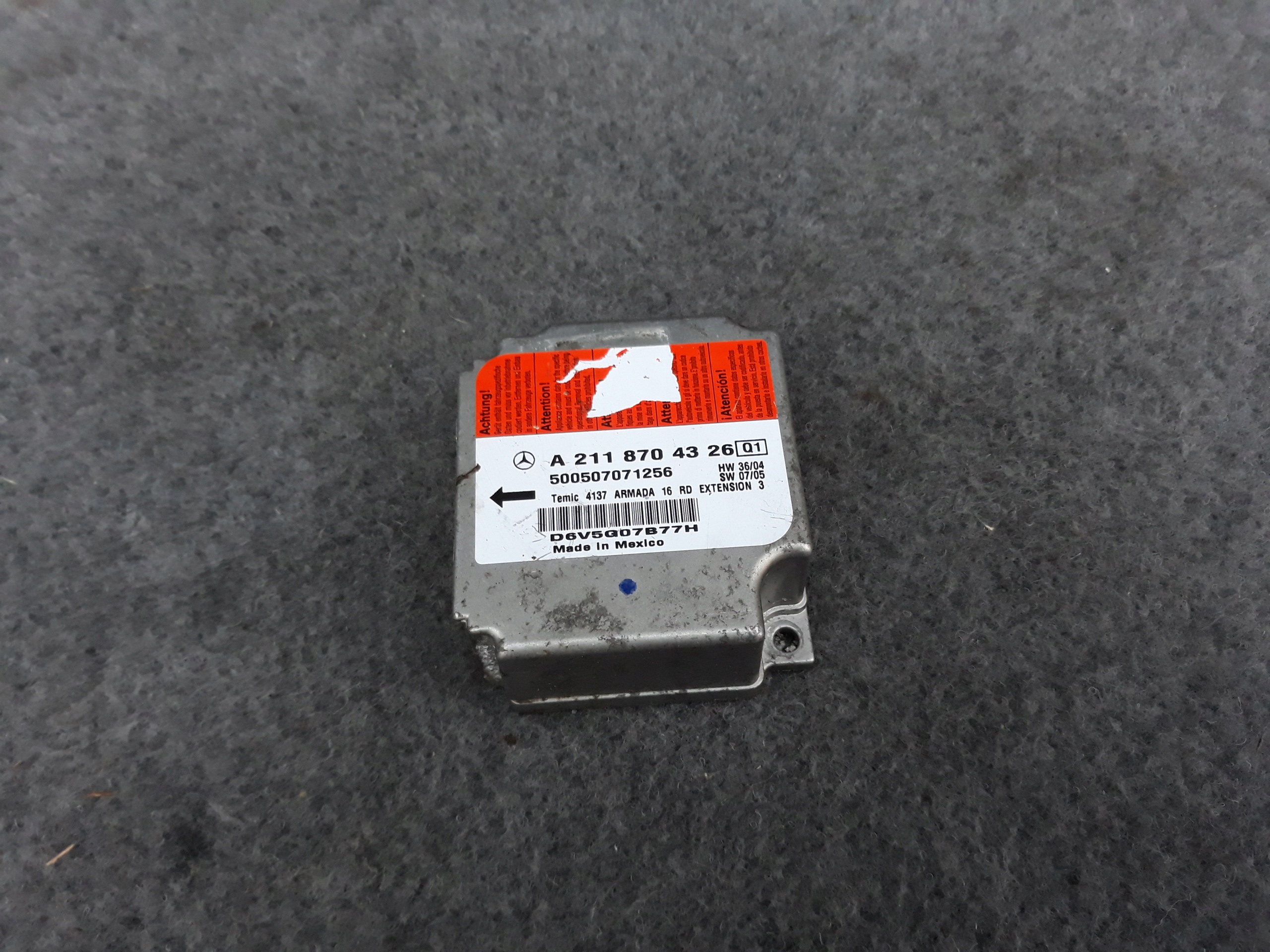 MODUL SENSOR AIRBAG MERCEDES W211 EKLASA A2118704326 za 50 zł z MOSINA