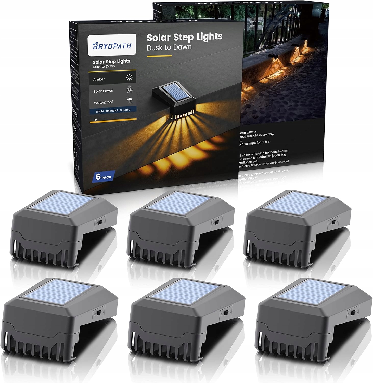 Terasové Solární Lampy Na Schody Bryopath Sada 6 Ks Teplá Bílá IP65
