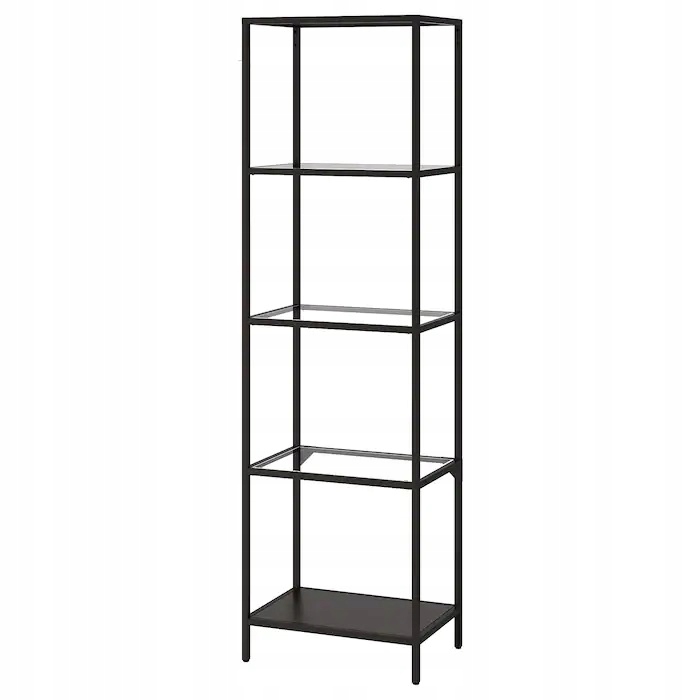 Ikea Vittsjö Regał, czarnobrąz/szkło, 51x175 cm