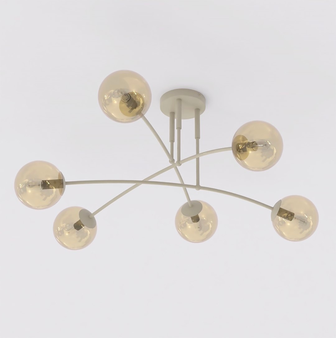 Stropní svítidlo Pregos 6 Mokka Medová, 6xE14, skleněné stínítko 14 cm