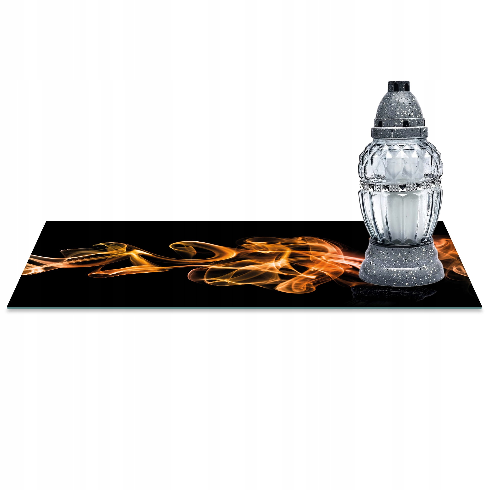 SZKLANA PODSTAWKA POD ZNICZE 60x30cm Miedź dym 68d