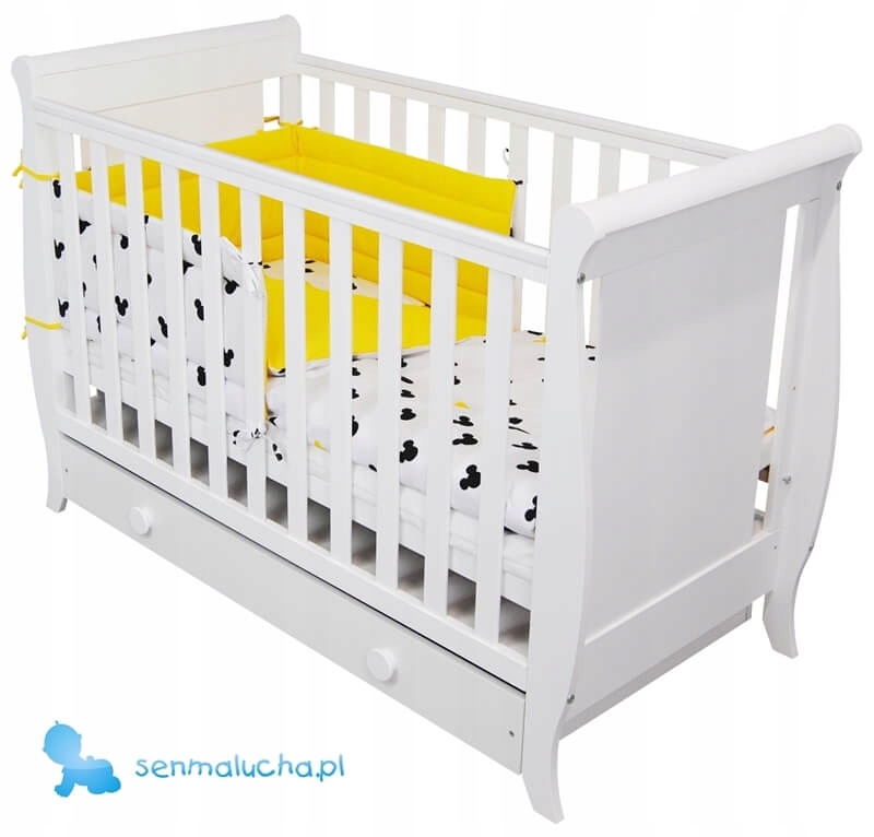 Zestaw łóżeczko dziecięce Misza szuflada gryzaki materac barierka pościel Marka Senmalucha