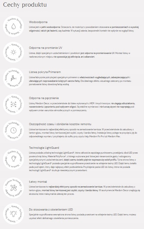 MARDOM DECOR LISTWA KARNISZOWA LED QL036 H-14.8cm DŁUGOŚĆ 2.4m GZYMS Wysokość 148 mm