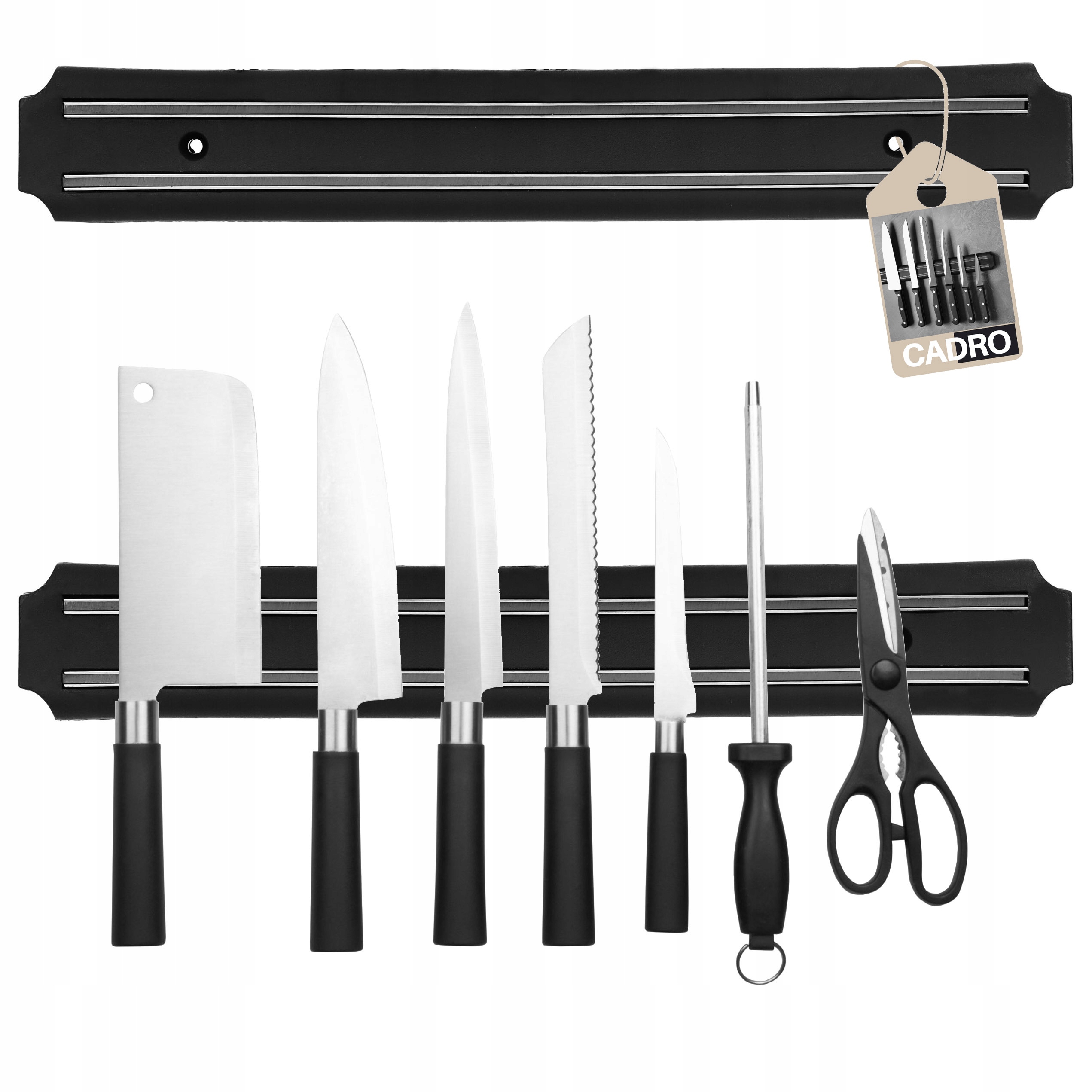 Listwa magnetyczna na noże narzędzia kuchenna uchwyt magnes czarna 33 cm