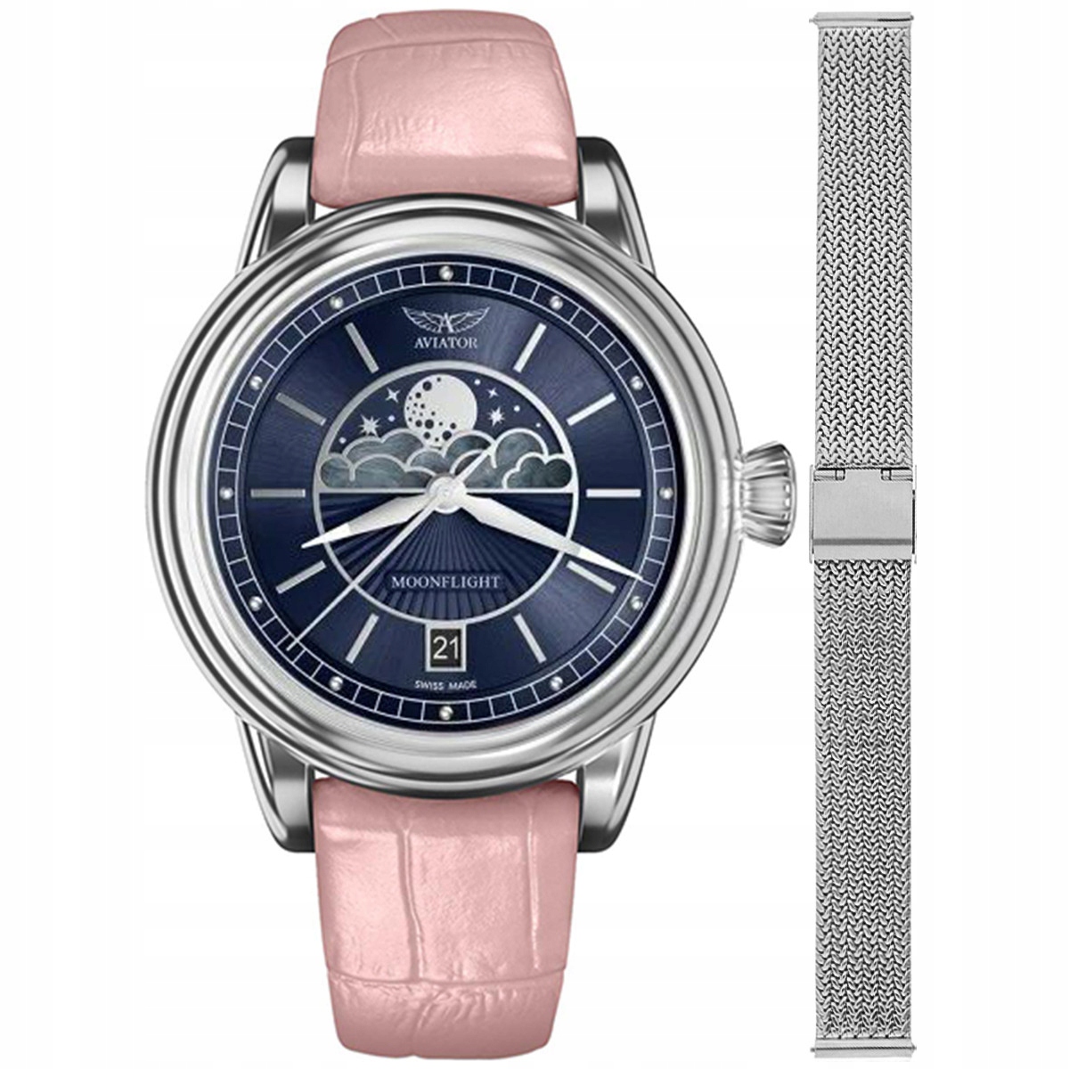 Dámské hodinky Aviator V.1.33.0.255.4.PM-SET stříbrné