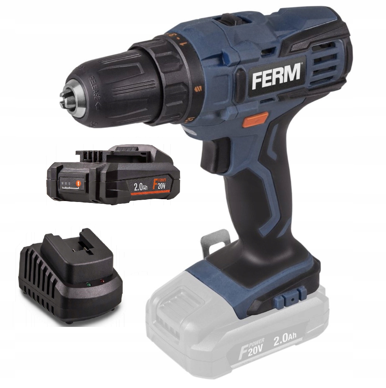 Wkrętarka Akumulatorowa Ferm 20v 40nm Wkrętarko-Wiertarka +akumulator +Ład